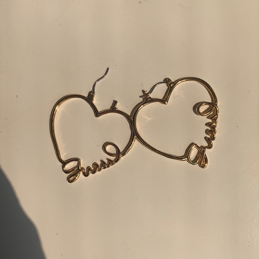 Guess Heart Shaped Hoops